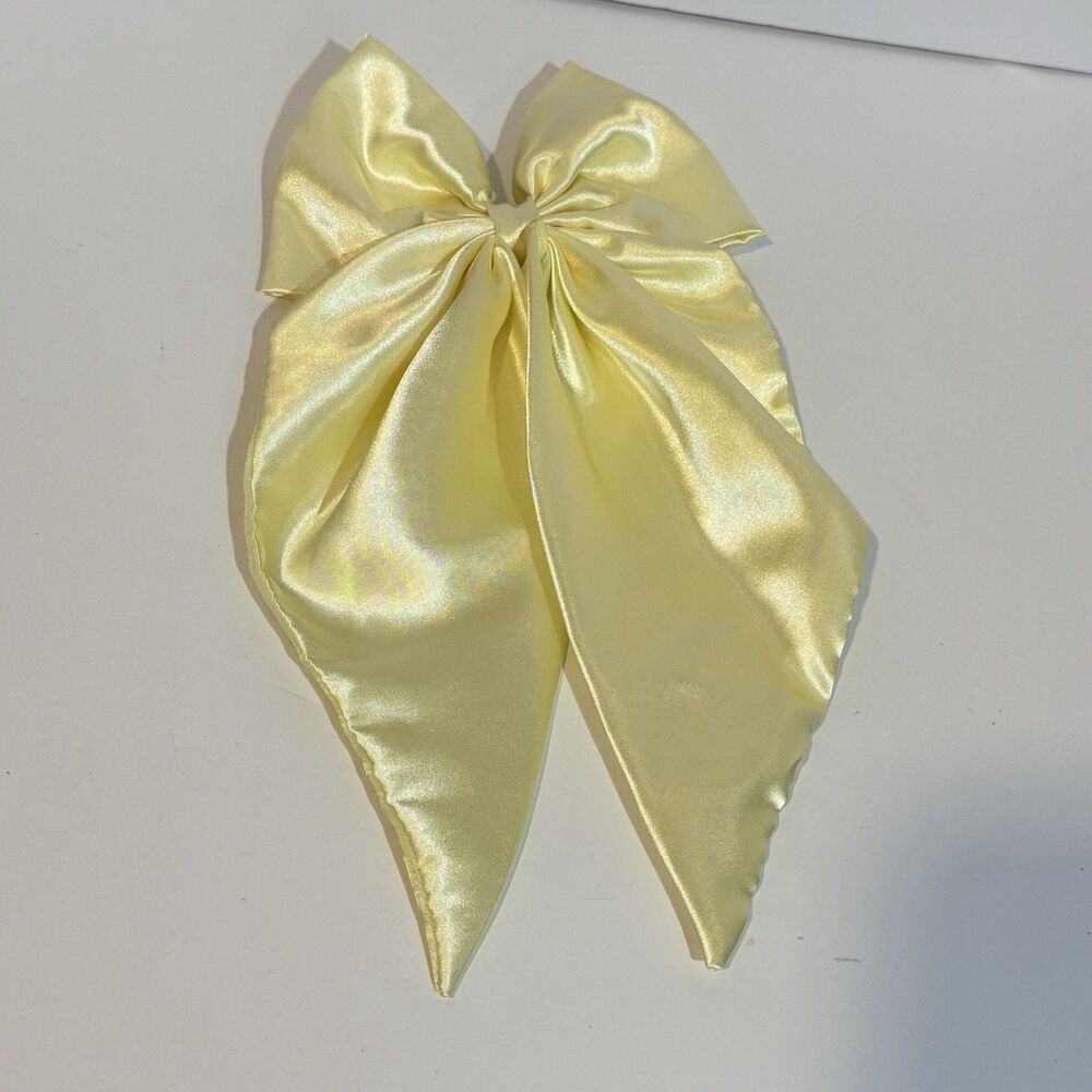 Large Satin Bow Barrettes Women Ribbon Hair Clips Hairpins for Styling Yellow - Picture 2 of 16